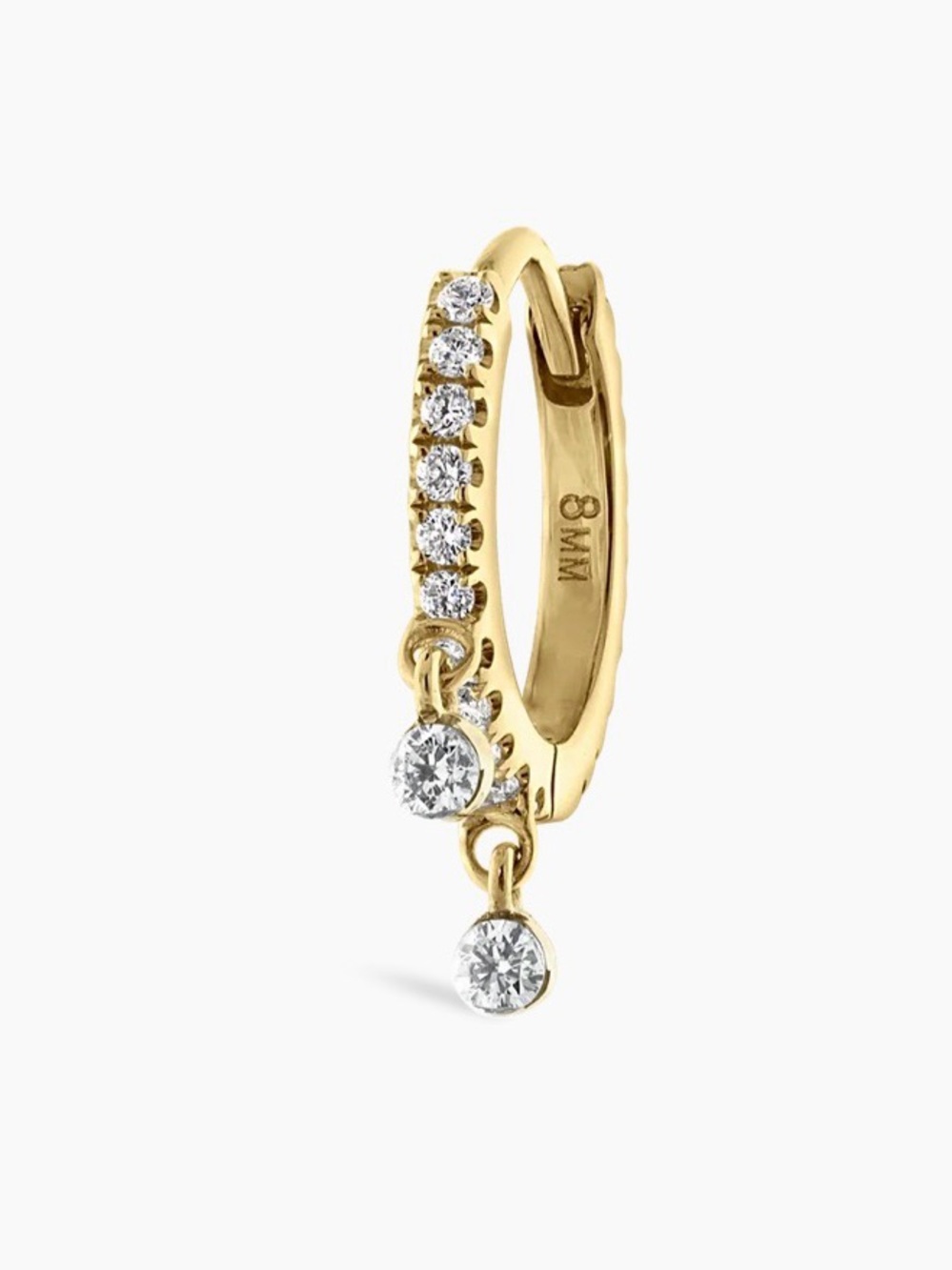 💯 Maria Tash 18K Diamond Eternity Double Dangle Hoop Earring